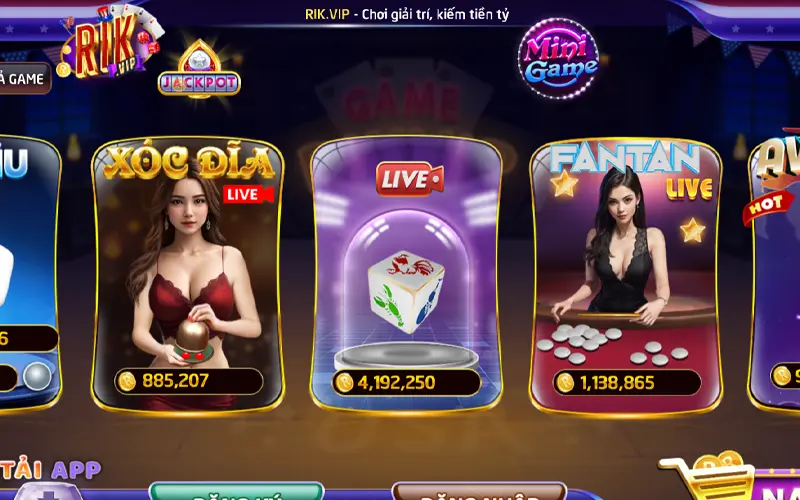 Kho trò chơi hay ở cổng game RIKVIP