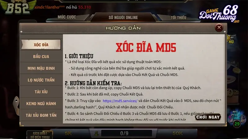 Game xóc đĩa đổi thưởng là trò chơi được yêu thích